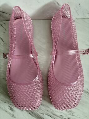Jeffrey Campbell Pink Breeze Jelly Mary Jane Flats — 11 Square-Toe Y2K Retro